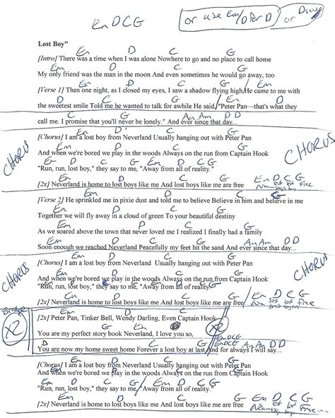 Lost Boy (Ruth B) Guitar Lesson Chord Chart with Lyrics | Guitar chords ...