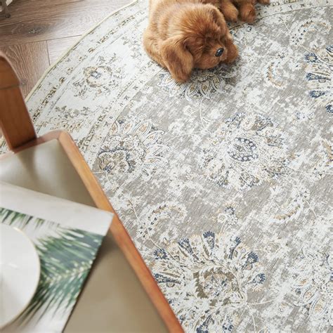 jinchan Round Rug 7ft Area Rug Taupe Vintage Floor Mat Kitchen Indoor ...