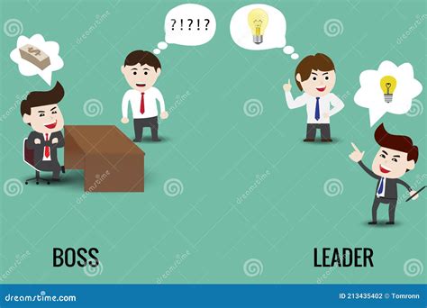 Difference Between Boss And Leader. Boss And Leader Illustration Banner Concept, Poster Template ...