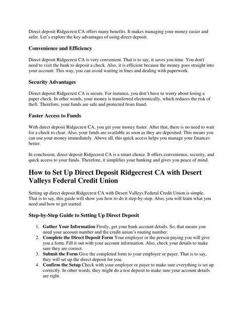 PPT - Understanding the Benefits of Direct Deposit Ridgecrest CA ...