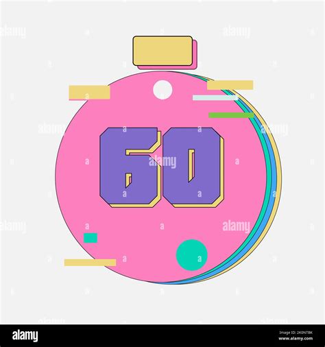 60 minutes timer, stopwatch or countdown icon. Time measure. Chronometr ...