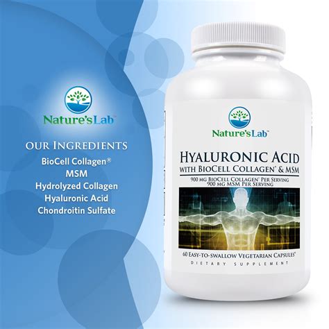 Buy Nature's Lab Hyaluronic Acid with BioCell Collagen & MSM 900 mg ...