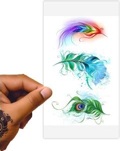 voorkoms Multicolor Feathers Tattoo Temporary Tattoo Stickers For Male ...