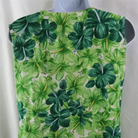 Royal Hawaiian Dress Vintage Sheath Size S? MuuMuu FLAW Green Floral ...