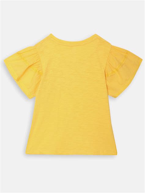 Shop Elle Kids Girls Yellow Printed Round Neck TShirt Online – Iconic India