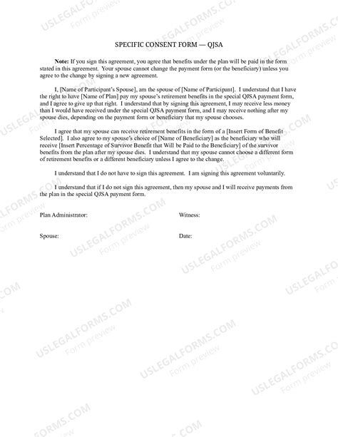 North Dakota Specific Consent Form for Qualified Joint and Survivor ...