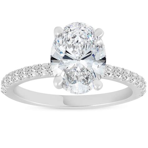 Edge Jewel Oval Cut 1.32 Ct Excellent White Diamond Rings - 14K White ...