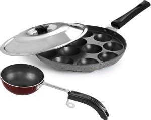 cello Non-Stick 12 Cavity Single Handle Appam Patra & Tadka Pan ...