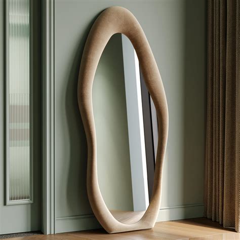 Irregular Wavy Mirrors Full Length,160x60cm,Arch Floor Standing Mirrors ...
