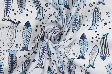 Handicraft-Palace Fish Printed Natural Garment Soft Cotton Block Print ...