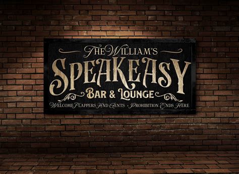 Personalized Speakeasy Bar & Lounge Sign, Rustic Man Cave Garage ...