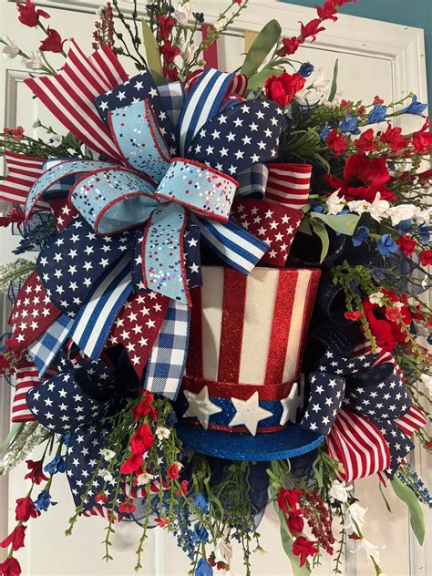 Best 13 American Flag Wreath for Fourth of July Patriotic Mesh Wreath ...
