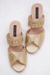 Buy Gold Embellished Arava Cutdana Block Heels by Shradha Hedau ...