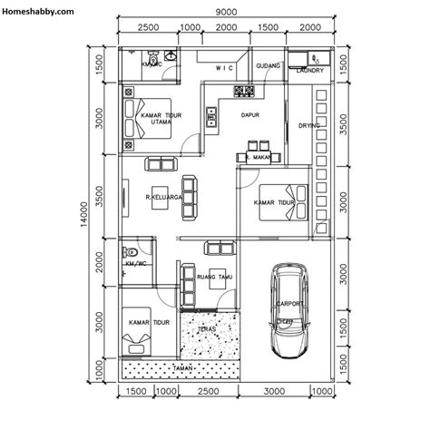 Desain Rumah Minimalis Ukuran 9 x 14 Meter 3 Kamar Tidur - Konsep ...