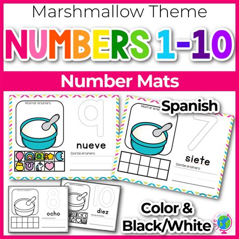 Number Counting Mats 1-10: Marshmallow Spanish - Life Over C's Club