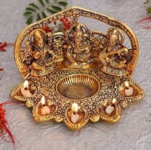 Home Orbit Decorated Diya | Lakshmi Ganesha Saraswati (5 Face Diwali ...