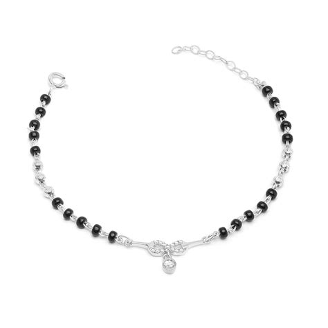 ZAVYA 925 Sterling Silver Designer Cubic Zirconia CZ Black Beads with ...