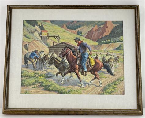 Robert Lambdin Gouache Cowboy Painting
