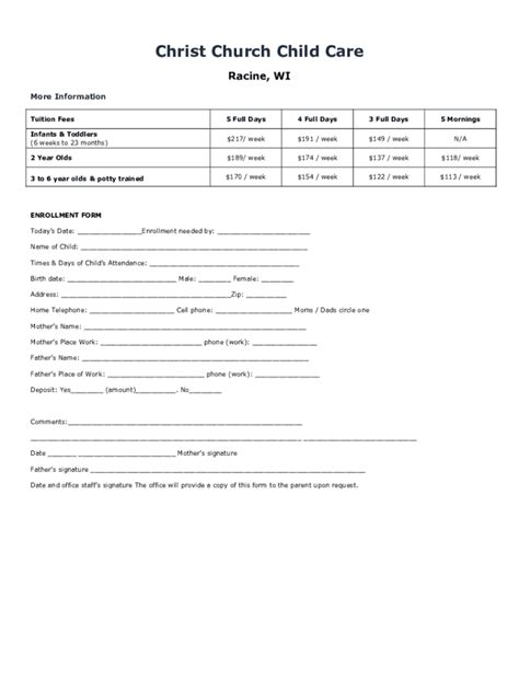 Fillable Online FeesChild Care at Penn State Fax Email Print - pdfFiller
