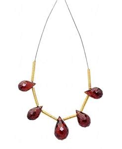 Gehna Jaipur 5 Loose Piece of Red Garnet Gemstone Faceted Drop Shaped ...