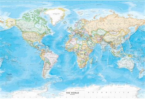 Large 53 x 36 World Map Wall Decal Standard Blue India | Ubuy