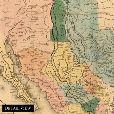 Buy HISTORIX Vintage 1846 United States of Mexico Map - 24x36 Inch Wall ...