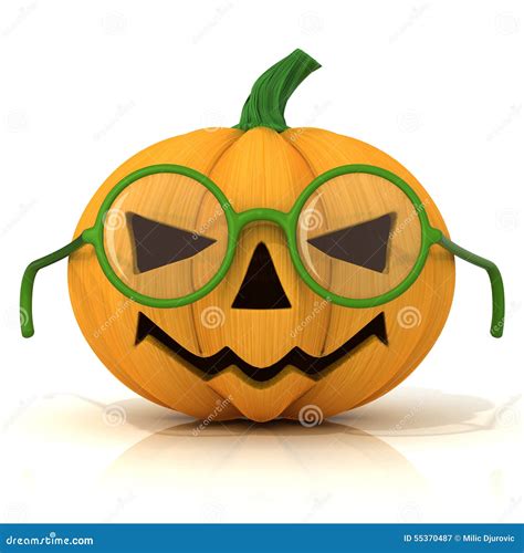 Funny Jack O Lantern. Halloween Pumpkin with Green Glasses Stock ...
