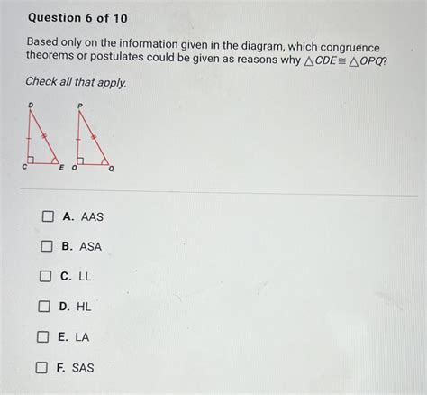 Question 6 of 10 Based only on the information given in the diagram ...