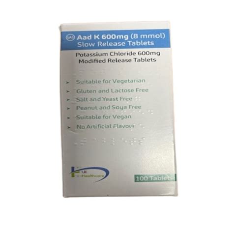 Potassium Chloride 600mg SR Tablets - AAD K Slow 600mg - Dock Pharmacy