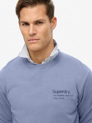 Superdry Core Logo City Crew Cotton Sweatshirt, Tempest Blue