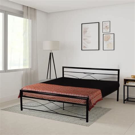 Royal Interiors Terminer Queen Size Metal Bed Without Storage & Without ...