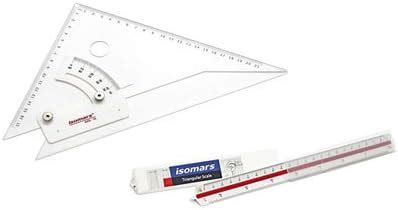 Isomars Adjustable Set Square 10" & Triangular Ruler 12 Inch Combo (T4 ...