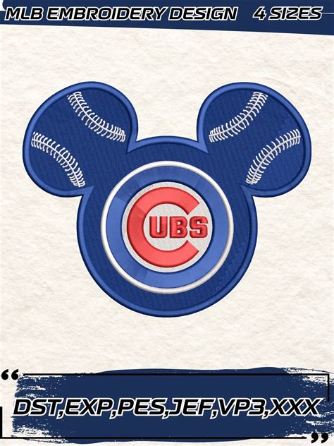 Chicago Cubs Baseball Mickey Mouse Embroidery Design,MLB Embroidery ...