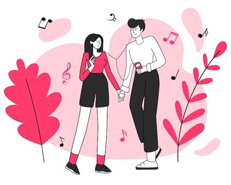 Paar in Liebe Illustration. Date, Lieblingslied, romantische Atmosphäre ...