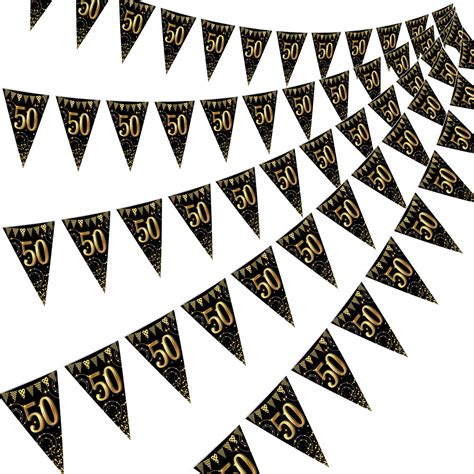 Birthday Bunting Flags Pennant, 5 Series 9.8 ft Black and Gold Birthday ...
