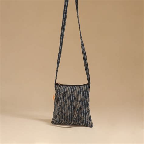 Blue Handcrafted Quilted Sling Bag