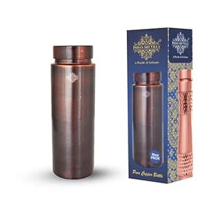 INDIAN ART VILLA Copper Lacquer Coated Water Bottle 800 ML, Antique ...