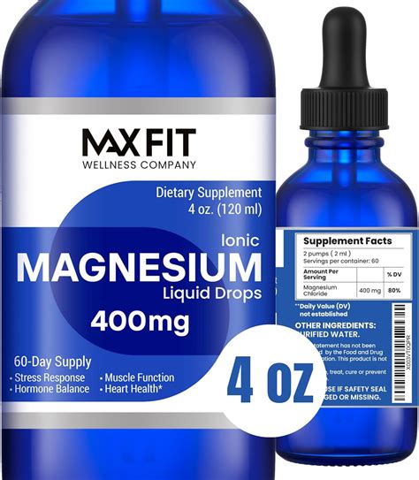 Amazon.com: Liquid Ionic Magnesium Chloride Drops 400 mg | Natural ...
