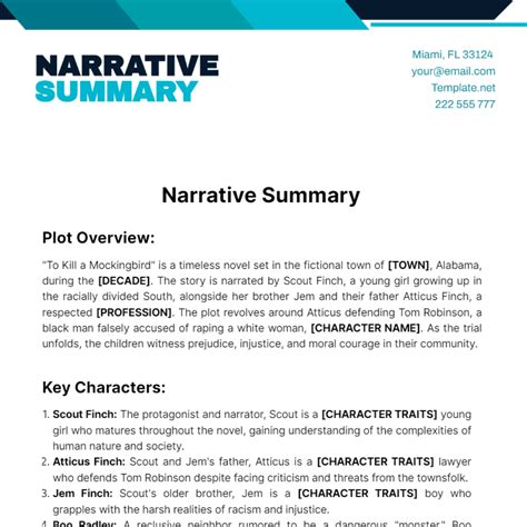Free Narrative Summary Template to Edit Online