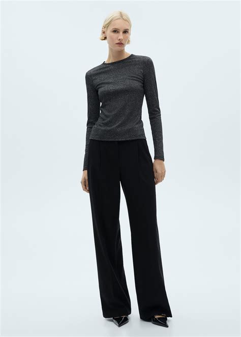 Lurex knitted t-shirt - Women | MANGO USA