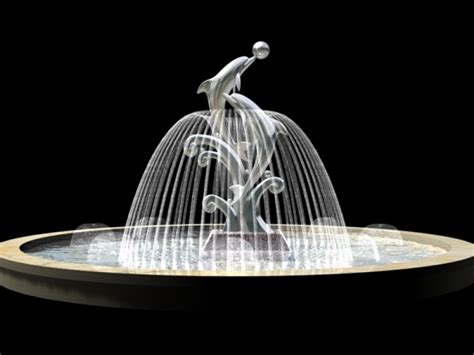 海豚雕塑喷泉3D模型