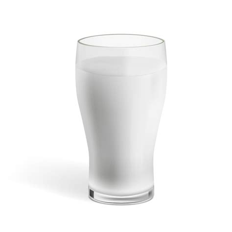 Realistic glass of milk with shadow on white | Premium Vector