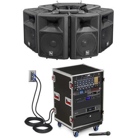 Gym Sound System with 6 EV Speakers, Bluetooth, Rolling Rack and Input ...