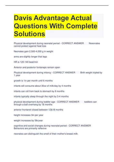 Davis Advantage Actual Questions With Complete Solutions - Davis ...