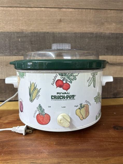 Vintage Rival 4 Qt Crock-pot Slow Cooker Removable Green Stoneware 3154 ...