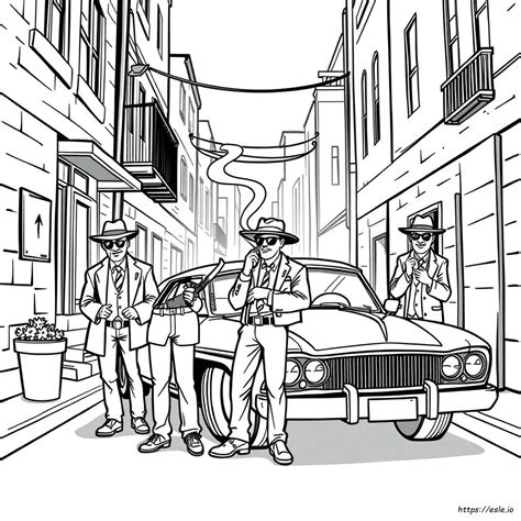 Cartoon Cool Gangster Coloring Pages