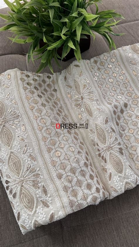 Ivory Gota Patti & Pearl Chikankari Suit (Kurta & Dupatta) – Dress365days