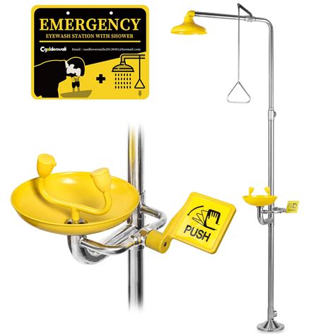 Cgoldenwall Combination Eye Wash Station Emergency Shower Eyewash ...