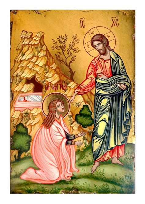 Jesus Christ Appearing to Mary Magdalene, Hand Painted Orthodox Icon, Byzantine Orthodox Icon ...