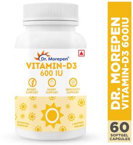 Dr. Morepen Vitamin D3 600IU Strength |Optimum RDA Value |Active Form ...